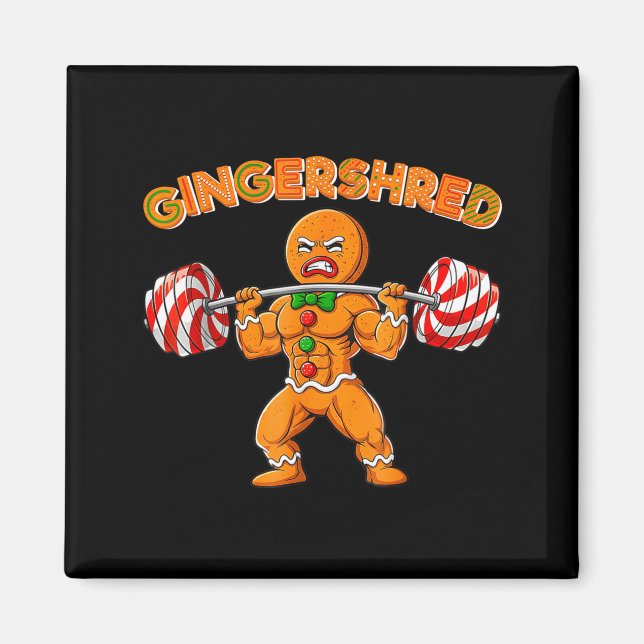 Gingershred Funny Men Gym Bodybuilding Gingerbread Magnet (Vorne)