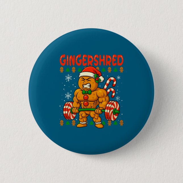 Gingershred Gingerbread Lifting Funny Christmas Gy Button (Vorderseite)