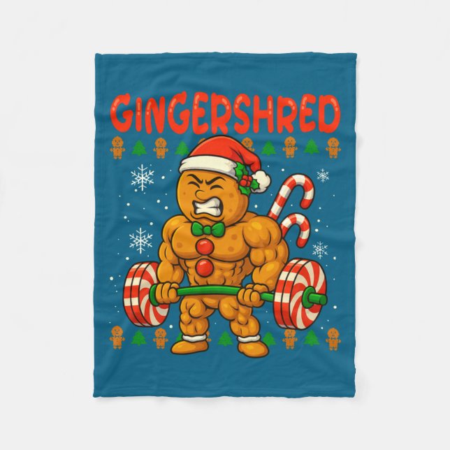 Gingershred Gingerbread Lifting Funny Christmas Gy Fleecedecke (Vorderseite)