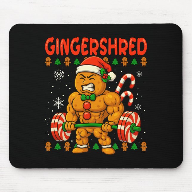 Gingershred Gingerbread Lifting Funny Christmas Gy Mousepad (Vorne)