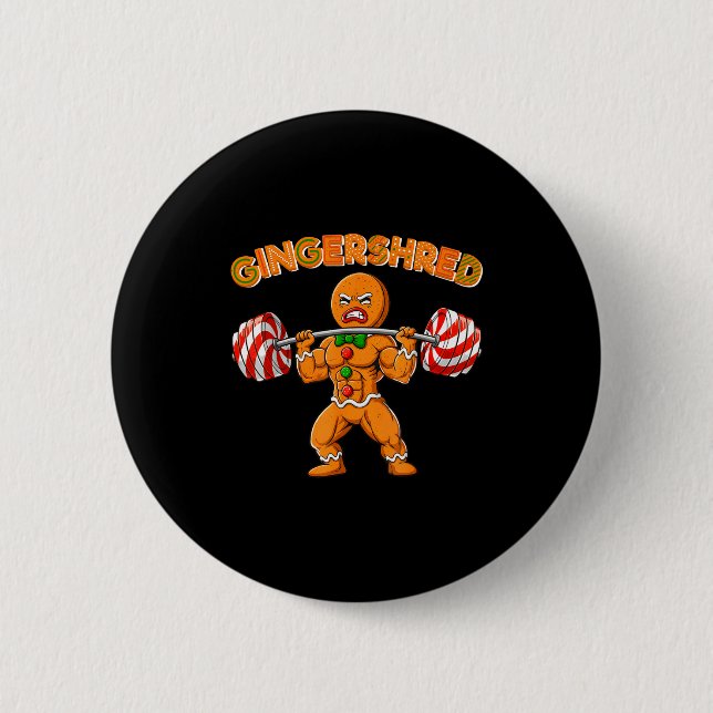 Gingershred Gingerbread Workout Pjs Christmas Xmas Button (Vorderseite)