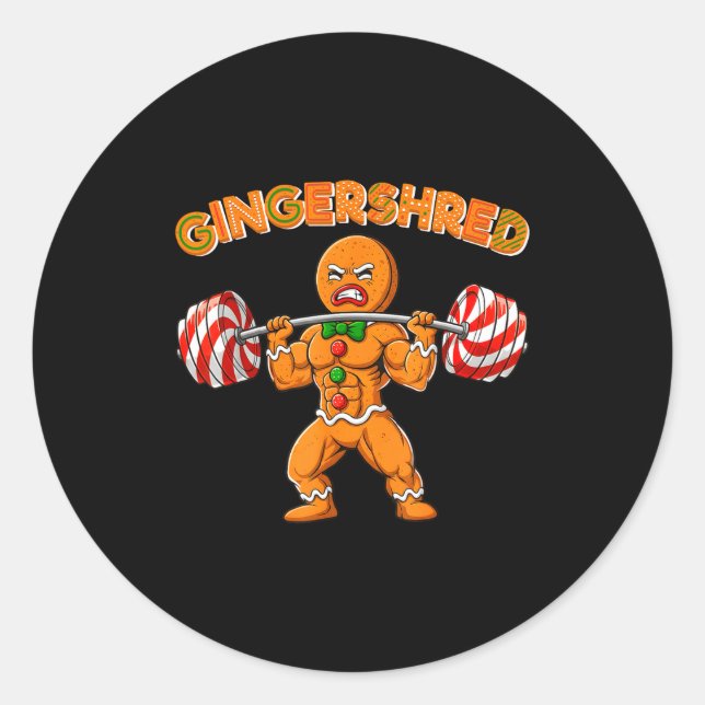Gingershred Gingerbread Workout Pjs Christmas Xmas Runder Aufkleber (Vorderseite)