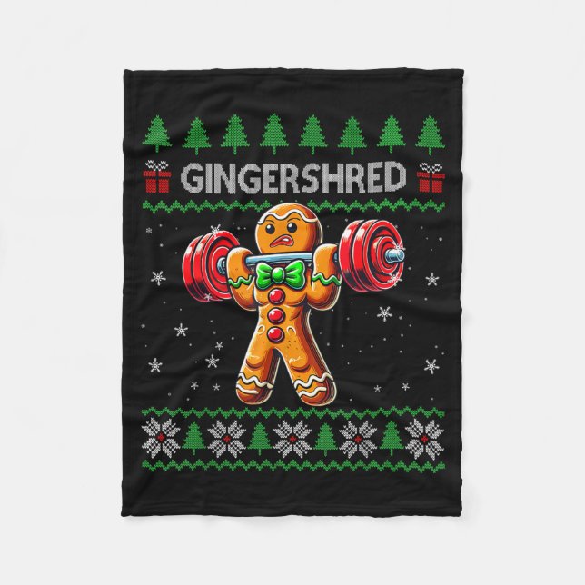 Gingershred Gym Christmas Ugly Sweater Gingerbread Fleecedecke (Vorderseite)