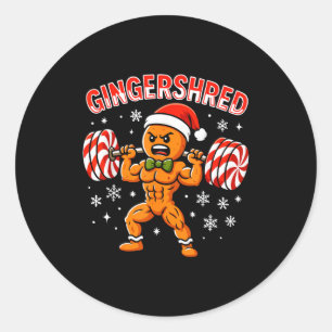Gingershred Lustiger Weihnachtsmann Gym Fitness Runder Aufkleber
