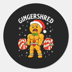 Gingershred Lustiger Weihnachtsmann-Gym-Körperkult Runder Aufkleber