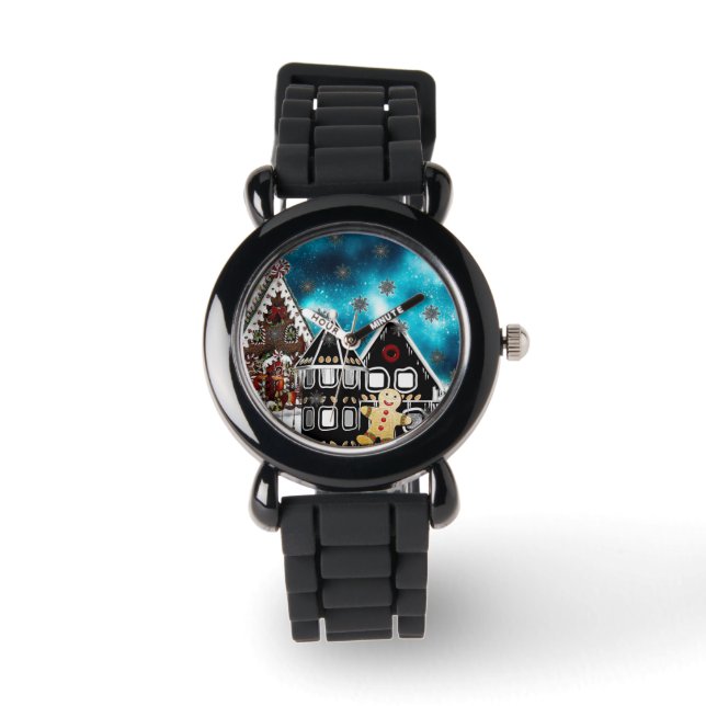 GingerVille Christmas Folk Art Armbanduhr (Vorderseite)