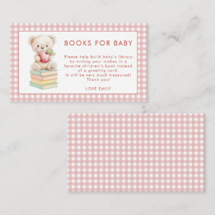 Gingham Apple of Eye Bear Books for Baby Shower Begleitkarte