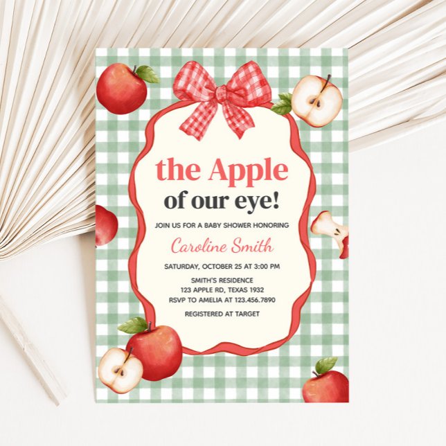 Gingham Apple of our Eye Baby Shower Einladung (The Apple of our Eye Baby Shower Invitation)