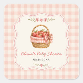 Gingham Apple of Our Eye Baby Shower Quadratischer Aufkleber