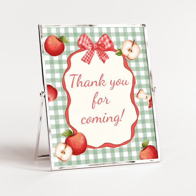 Gingham Apple von unserem Auge Vielen Dank für Ihr Poster (Gingham Apple of our Eye Baby Shower Thank you for Coming Sign)