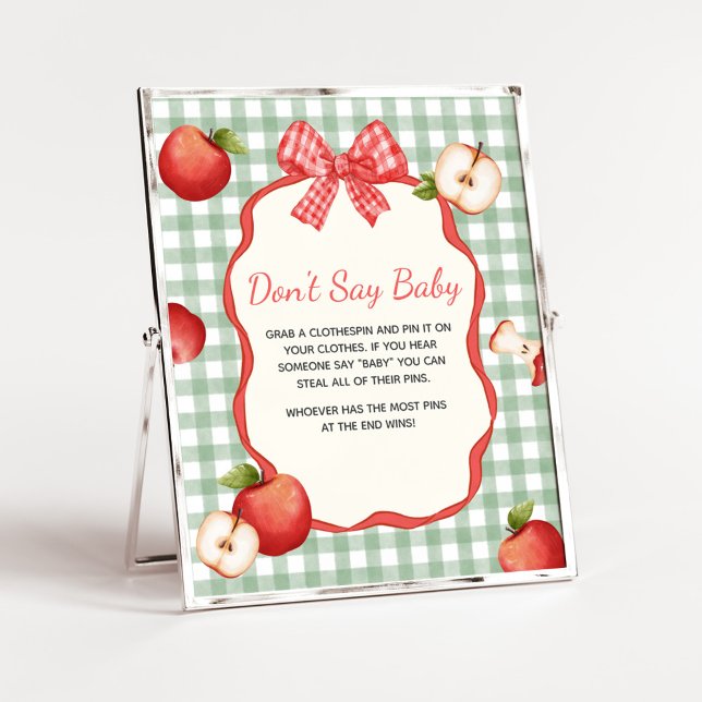 Gingham Apple von unserem Eye Baby Say Baby Sign B Poster (Gingham Apple of our Eye Baby Shower Don't Say Baby Sign)