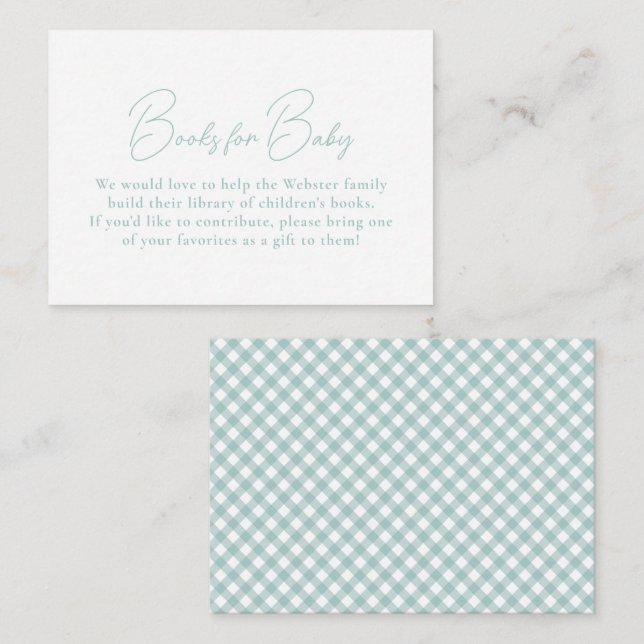 Gingham aquamarine einfache niedliche Babybäume Begleitkarte (Vorne/Hinten)