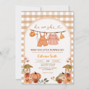Gingham ArchPumpkin Gender Reveal Herbst Herbst Einladung