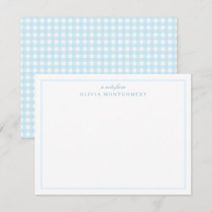 Gingham Baby Blue und White Personal Mitteilungskarte