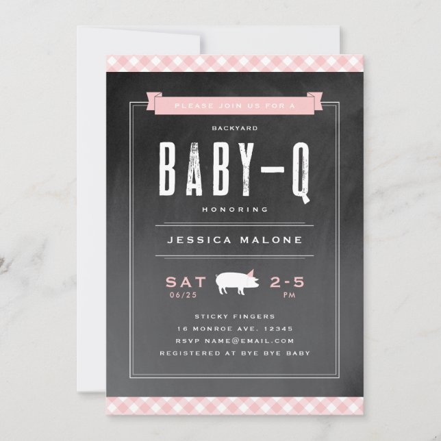Gingham Baby GRILLEN Baby Shower Einladung (Vorderseite)