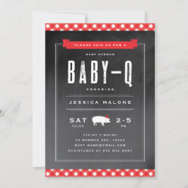 Gingham Baby GRILLEN Baby Shower Einladung