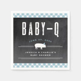 Gingham Baby GRILLEN Blue Co-ed Baby Shower Serviette
