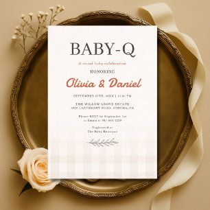 Gingham Baby Q Rustic Paare Baby Shower Einladung