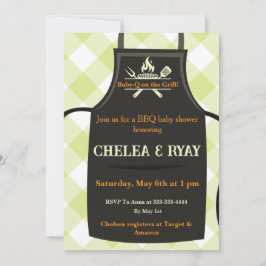 Gingham-Baby-Shower steht auf dem Grill Baby Showe Einladung