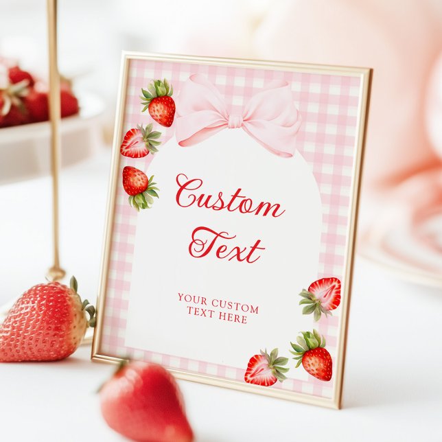 Gingham-Band-Schleife Erdbeeren-Tischschild Poster (Von Creator hochgeladen)