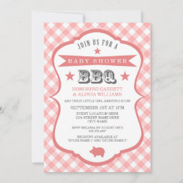 Gingham Barbecue Baby Shower Einladung / Coral