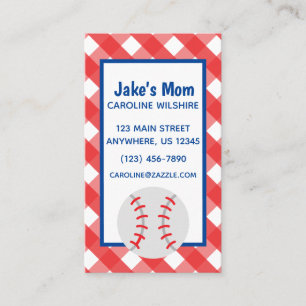 Gingham Baseball Business oder Contact Card Visitenkarte