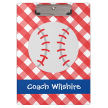 Gingham Baseball Personalisiert Clipboard