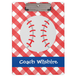 Gingham Baseball Personalisiert Clipboard Klemmbrett