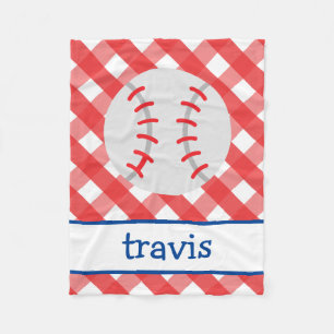 Gingham Baseball Personalisiert Fleece Blanket