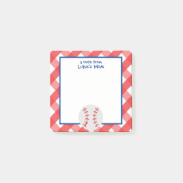 Gingham Baseball Personalisiert Post-it Notepad Klebezettel