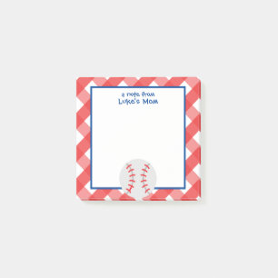 Gingham Baseball Personalisiert Post-it Notepad Post-it Klebezettel