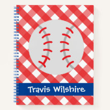 Gingham Baseball Personalisiert Spiral Notebook