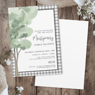 Gingham-Baum-Familientreffen Einladung