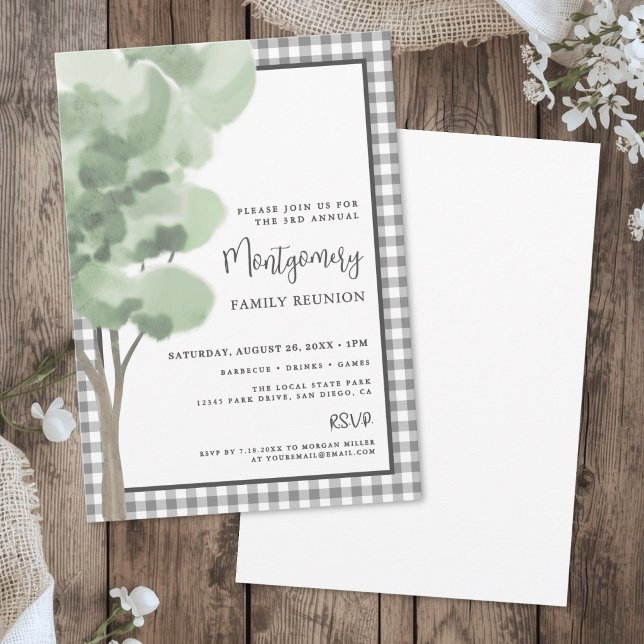 Gingham-Baum-Familientreffen Einladung (Gingham Tree Family Reunion Invitation )