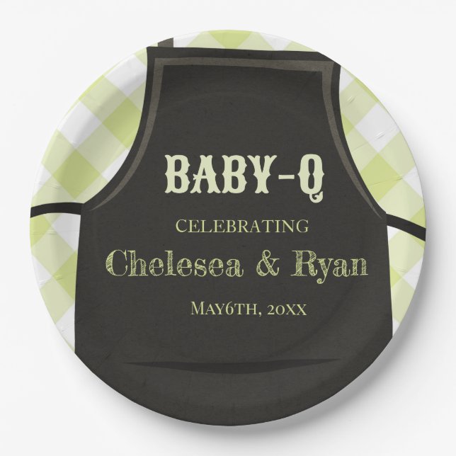 Gingham BBQ Baby Shower  Pappteller (Vorderseite)