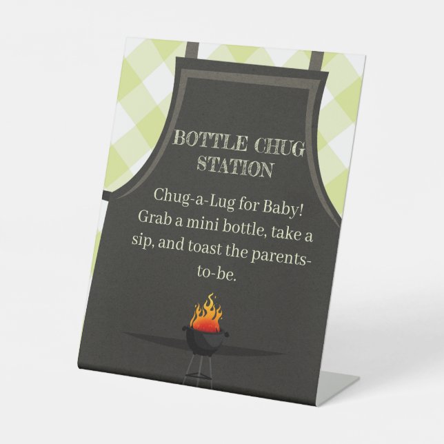 Gingham BBQ Babyparty Sockelschild (Vorderseite)