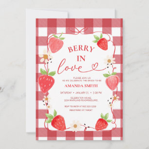 Gingham Berry In Love Roter Bogen Brautparty Einladung