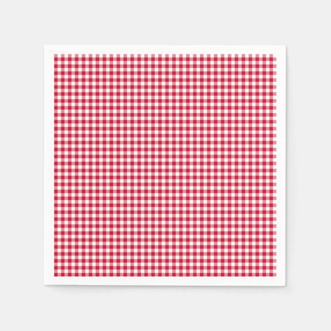 Gingham-Berry-Red Paper Napkins Serviette (Vorderseite)