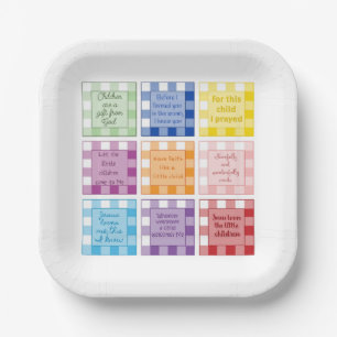 Gingham Bible verses Baby Shower Pappteller