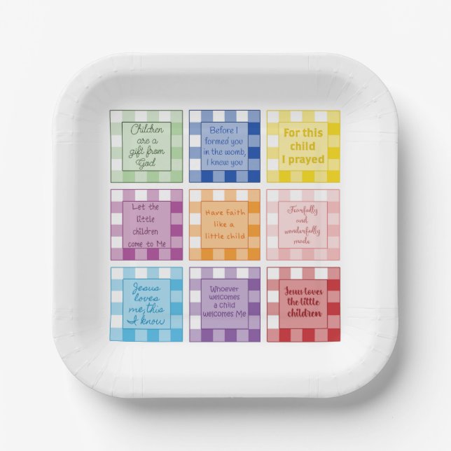 Gingham Bible verses Baby Shower Pappteller (Vorderseite)