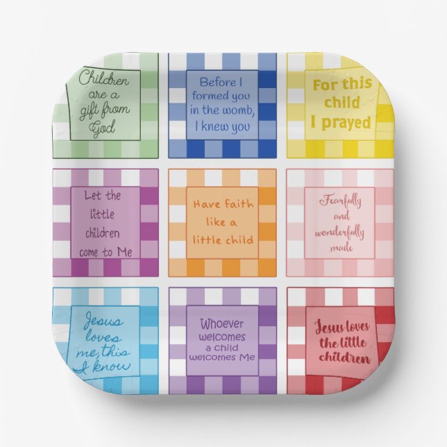 Gingham Bible verses Baby Shower Pappteller (Vorderseite)