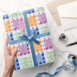 Gingham Bible verses über Kinder und Babys Geschenkpapier