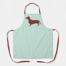 Gingham Black and Tan Dackel Profile - Minze Schürze