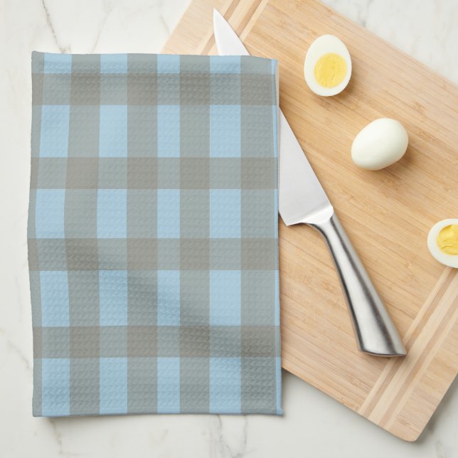 Gingham Blau  Geschirrtuch (Viertel Falte)