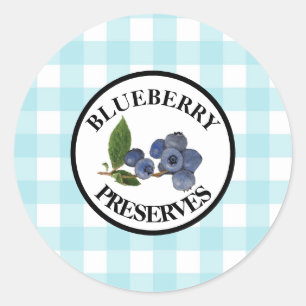 Gingham Blaubeermarmelade Runder Aufkleber