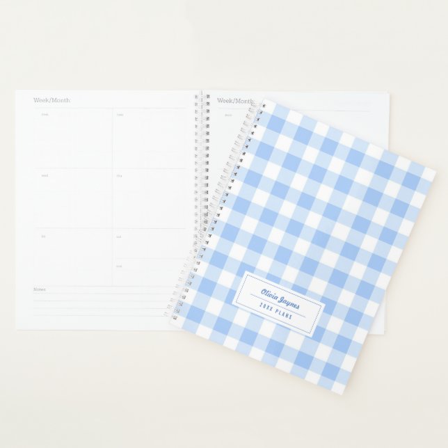 Gingham Blaues Arbeitskollegen-Geschenk 2027 Monat Planer (Anzeige)