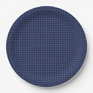 Gingham Blue Black Classic Zeitloser Preppy Chic Pappteller