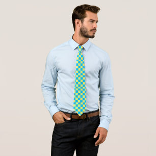 Gingham Blue und Yellow Necktie Krawatte