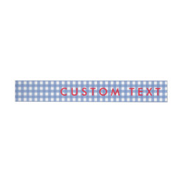 Gingham Blue & White Oz Wrap rund um Invite Labels Rundum-Adressaufkleber