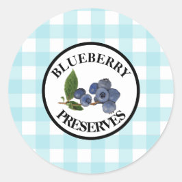 Gingham Blueberry Preserve Runder Aufkleber